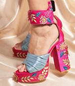 Multicolor woven leather Heels
