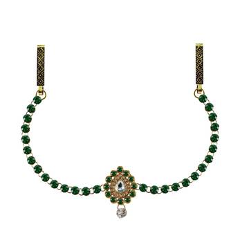 Waist Belt Gold Platted Dark Green Color Stone 1