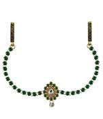 Waist Belt Gold Platted Dark Green Color Stone