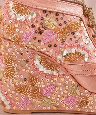 Pink woven leather wedges shoes 3