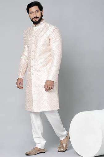 Baby pink embroidered achkan