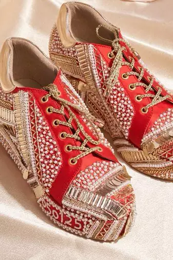 Multicolor woven leather wedges shoes