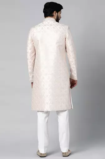 Baby pink embroidered achkan