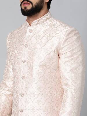 Baby pink embroidered achkan 4
