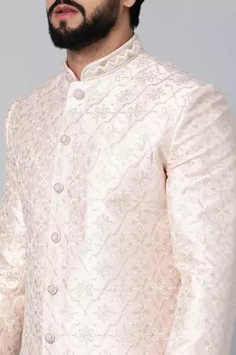 Baby pink embroidered achkan