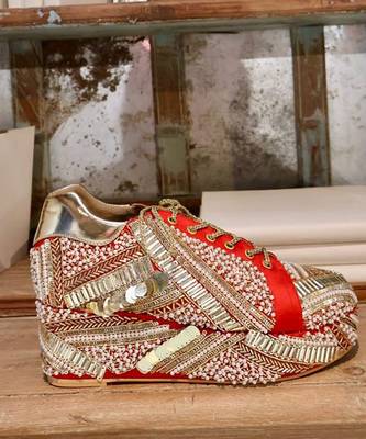 Multicolor woven leather wedges shoes 4