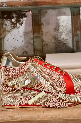 Multicolor woven leather wedges shoes