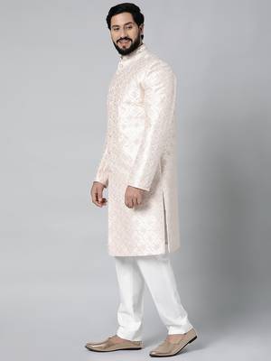 Baby pink embroidered achkan 5
