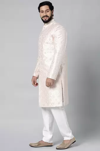 Baby pink embroidered achkan