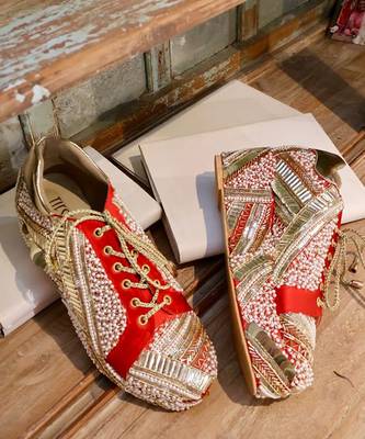 Multicolor woven leather wedges shoes 5