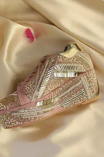 Multicolor woven leather wedges shoes