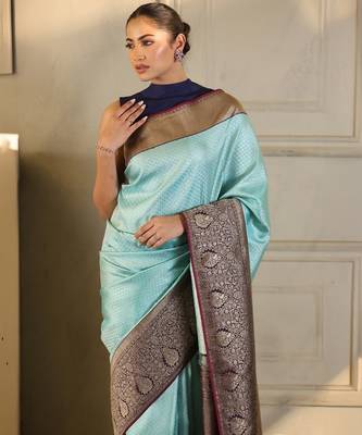 Multicolor silk blend sarees with blouse 1