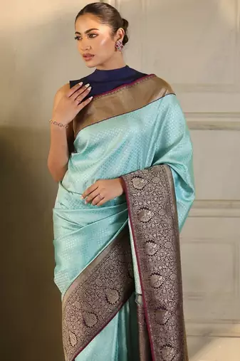Multicolor silk blend sarees with blouse