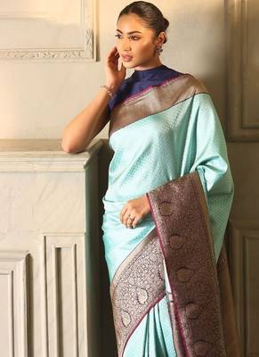 Multicolor silk blend sarees with blouse 3