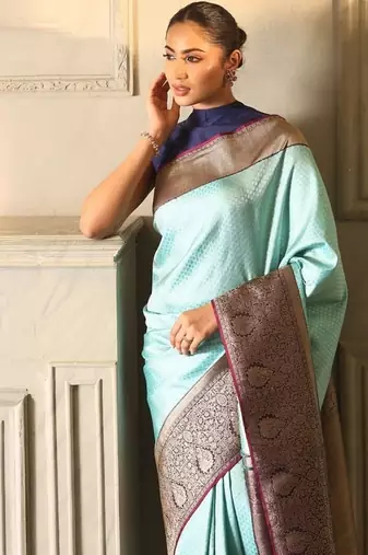 Multicolor silk blend sarees with blouse