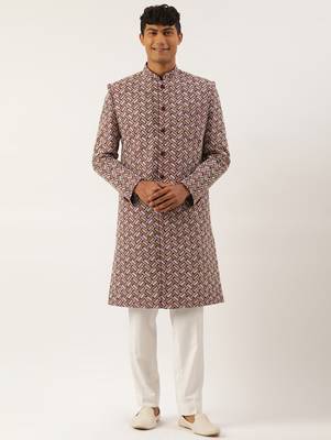 Wine chikankari embroidered indo 1