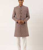 Wine chikankari embroidered indo