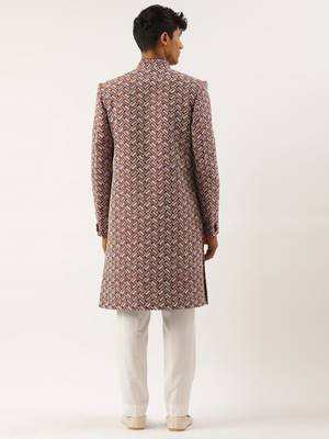 Wine chikankari embroidered indo 2