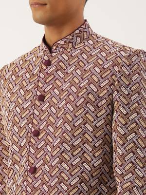 Wine chikankari embroidered indo 5