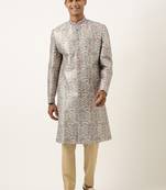 Grey embroidered indowestern