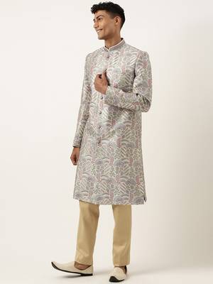 Grey embroidered indowestern 3
