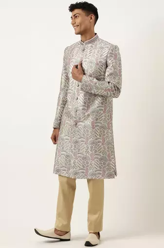 Grey embroidered indowestern