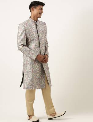 Grey embroidered indowestern 4
