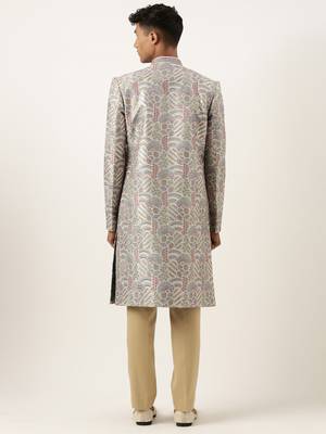 Grey embroidered indowestern 5