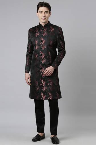 Black wine jacquard indo set