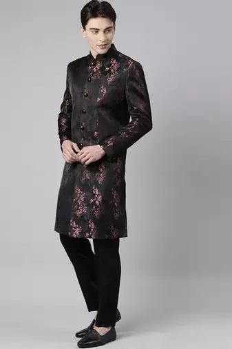 Black wine jacquard indo set