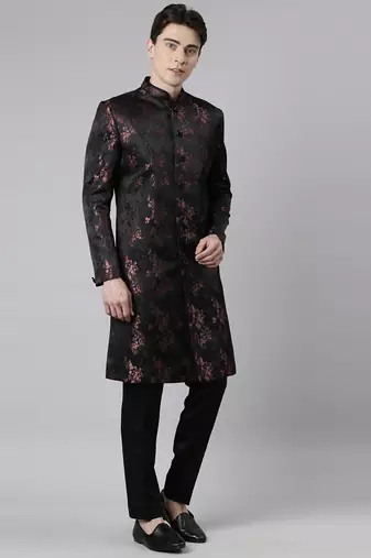 Black wine jacquard indo set