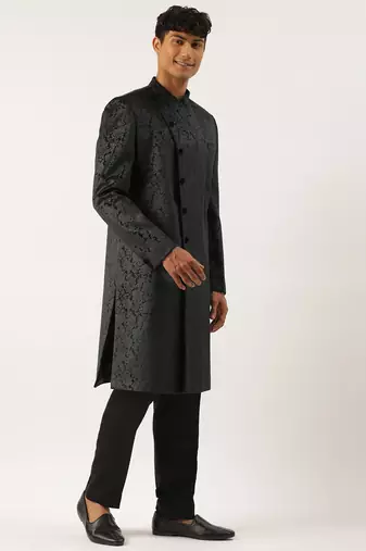 Black paisley velvet indo set