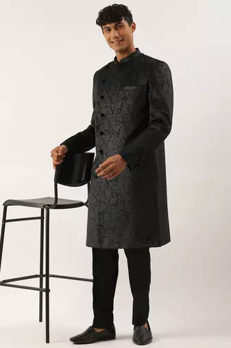 Black paisley velvet indo set