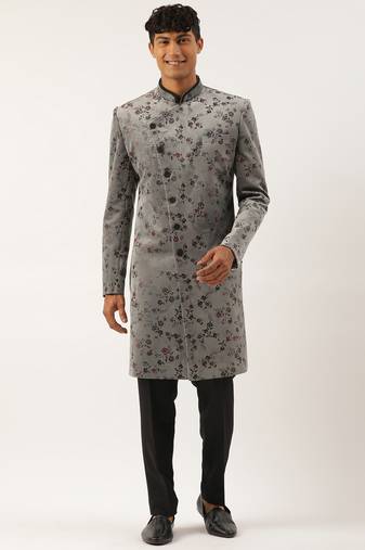 Grey printed angrakha indowestern