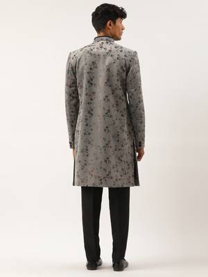 Grey printed angrakha indowestern 2