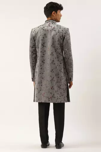Grey printed angrakha indowestern