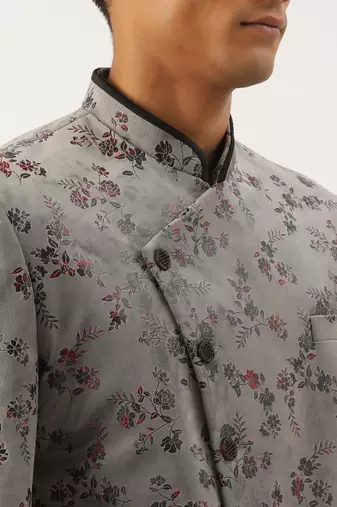 Grey printed angrakha indowestern