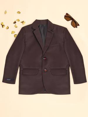Boys coffee brown notched lapel blazer 1