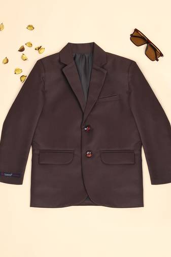 Boys coffee brown notched lapel blazer