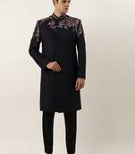 Wine floral embriodered indowestern