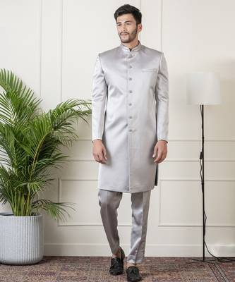 Steel grey classic indowestern 1