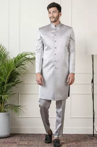 Steel grey classic indowestern