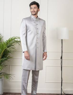 Steel grey classic indowestern 2