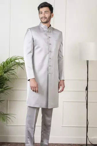 Steel grey classic indowestern