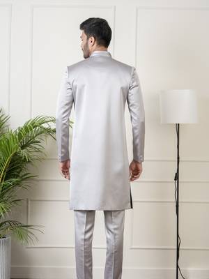 Steel grey classic indowestern 3
