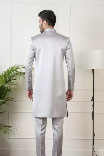 Steel grey classic indowestern