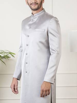 Steel grey classic indowestern 4