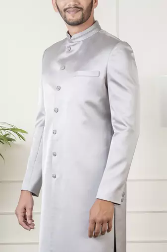 Steel grey classic indowestern
