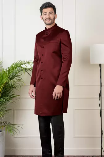 Maroon classic indowestern set