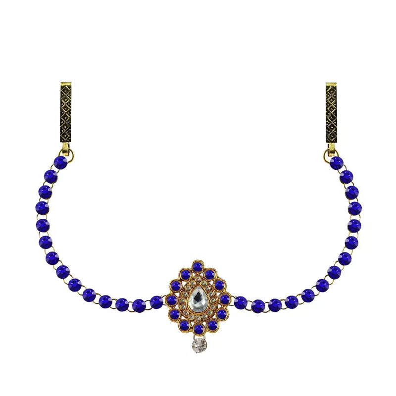 Waist Belt Gold Platted Blue Color Stone